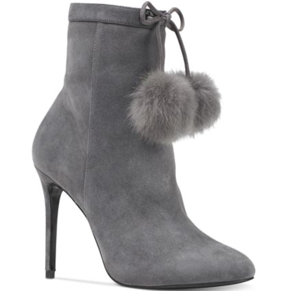 Michael Kors Gray Fur Pom Pom Booties - Picture 2 of 4